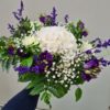Bouquet rond blanc, bleu