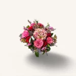 bouquet roses Genève Légende d'Aurore avec hortensia et limonium, composition romantique et colorée