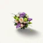 bouquet pastel geneve – roses crème, lilas mauve et hortensias verts, élégance printanière