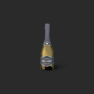 clairière pétillante Genève : bouquet de luxe aux côtés d'une bouteille Baccarat Blanc de Blancs