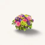 bouquet Genève : roses, lisianthus, hortensia et limonium, composition printanière colorée et élégante