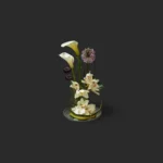 arrangement blanc Genève Porcelaine Zénithale avec callas, cymbidiums et hortensias sur base argentée