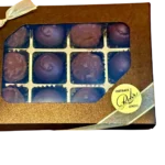 truffes Genève Nocturne Praliné Rohr, boîte 12 chocolats artisanaux avec ruban argenté