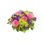 bouquet Genève : roses, lisianthus, hortensia et limonium, composition printanière colorée et élégante