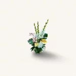 bouquet glaïeuls Genève avec roses blanches, gerberas roses, anthurium crème et hortensias, élégance estivale