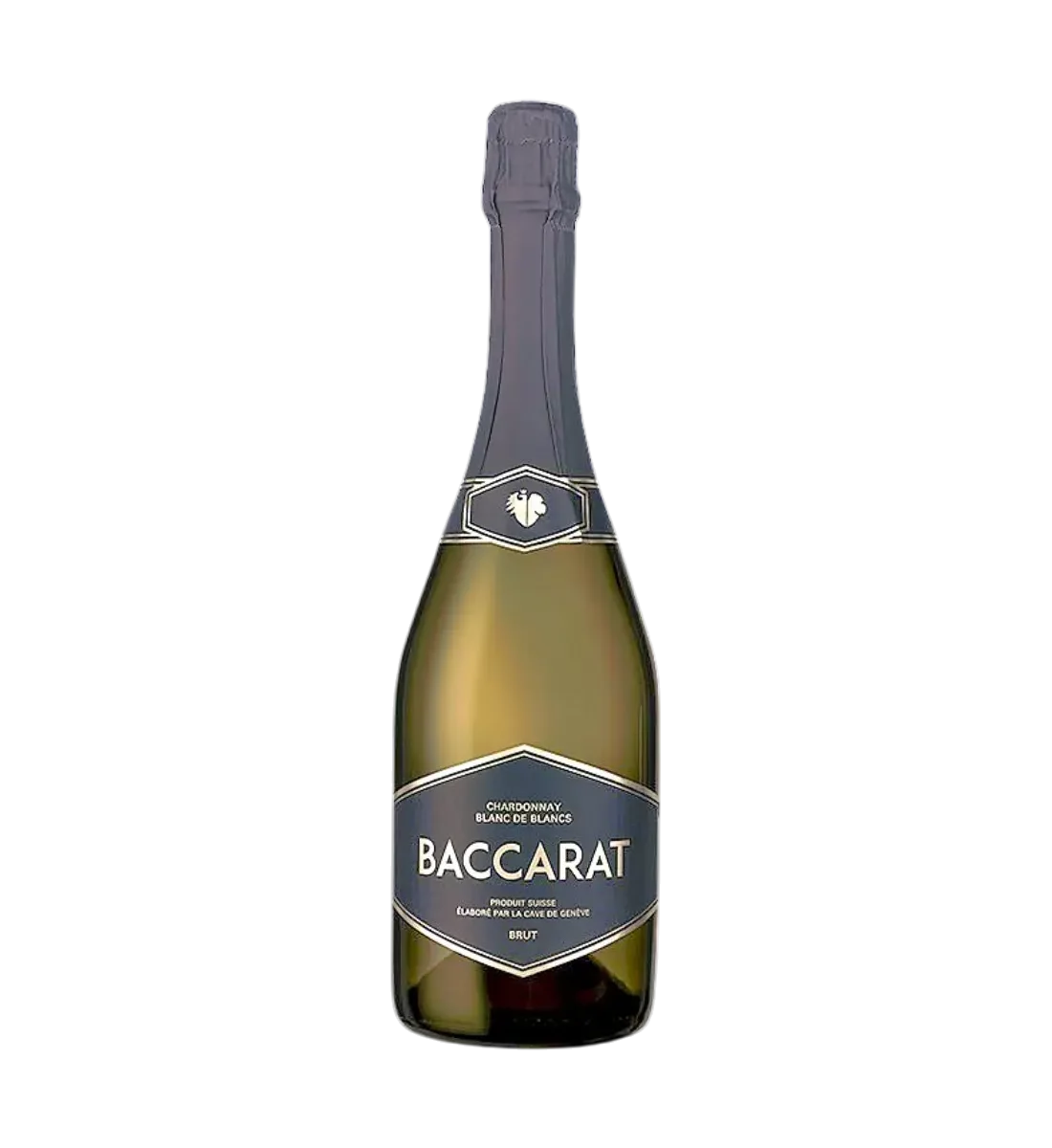 clairière pétillante Genève : bouquet de luxe aux côtés d'une bouteille Baccarat Blanc de Blancs