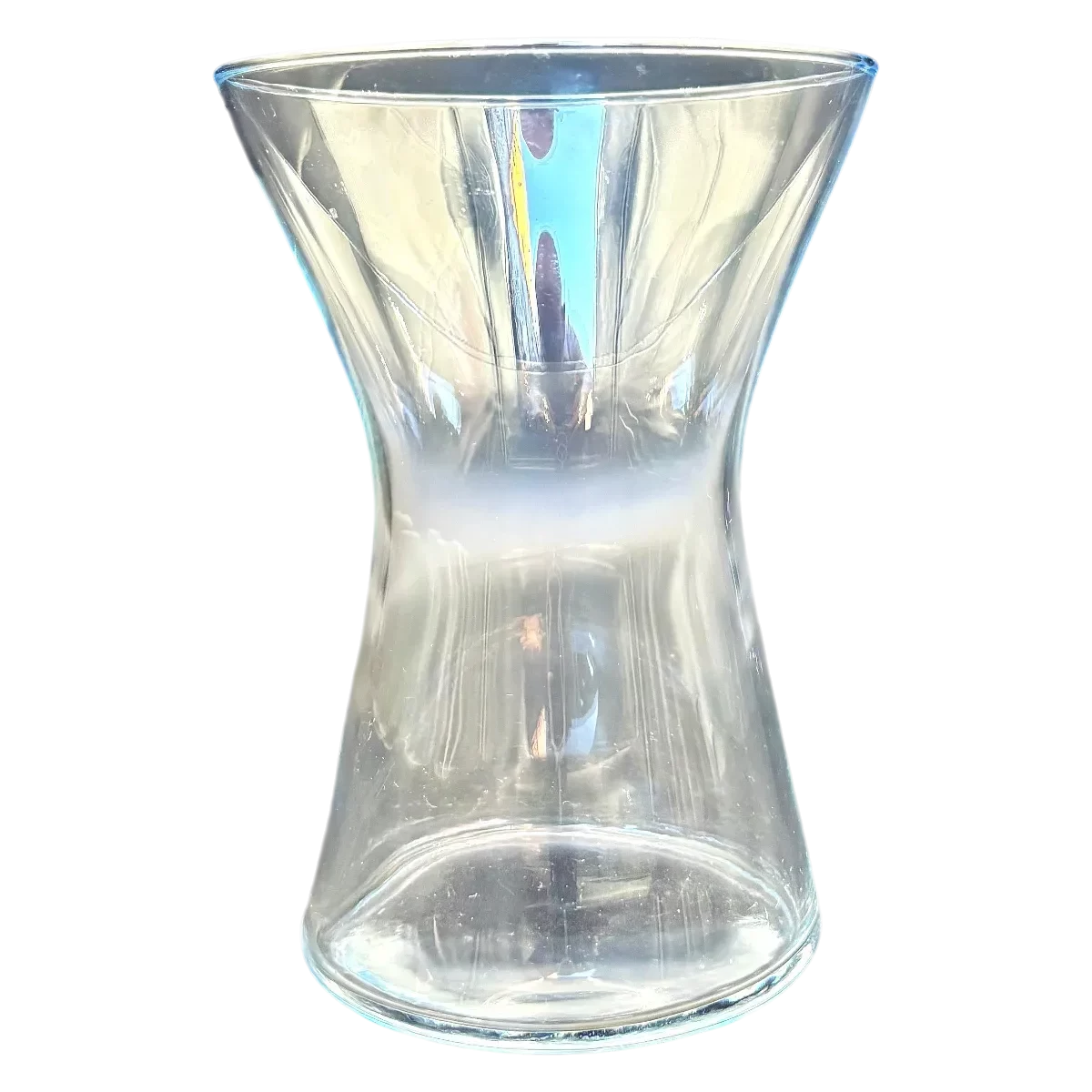 vase en verre sablier Genève Hyaline, écrin de cristal transparent mettant en valeur les bouquets