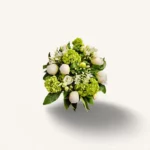 bouquet pivoine lis Genève : pivoines et lis blancs avec viburnum, composition printanière élégante
