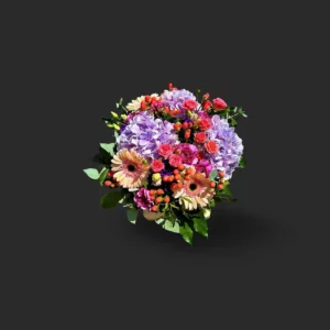 bouquet hortensias Genève avec roses et gerberas, composition colorée Chant d'Été, livraison à Genève