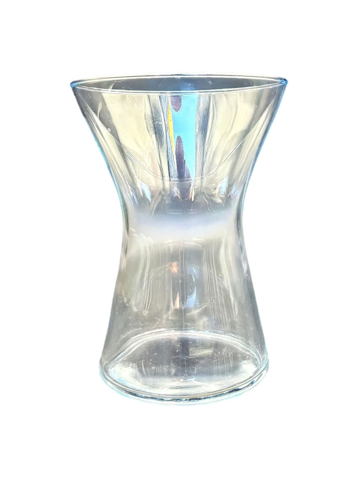 JTNE-126.webp vase en verre sablier Genève Hyaline, écrin de cristal transparent mettant en valeur les bouquets