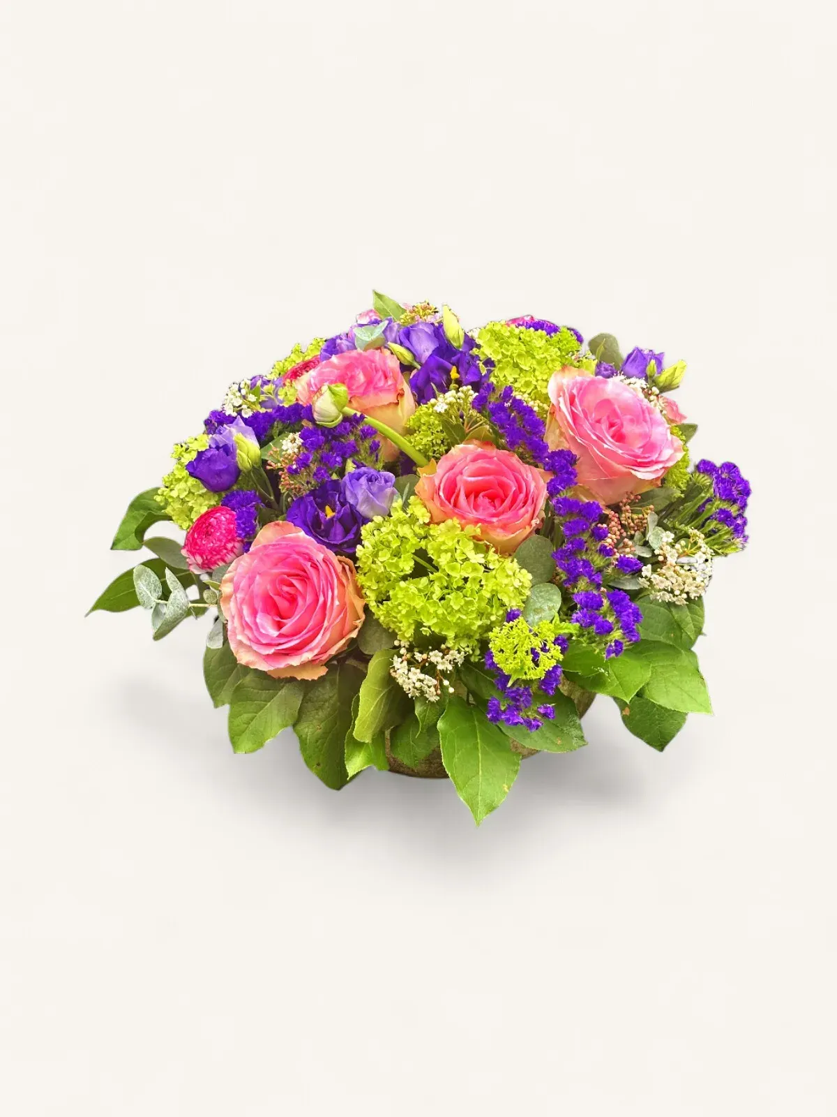 JTNE-49.webp bouquet Genève : roses, lisianthus, hortensia et limonium, composition printanière colorée et élégante