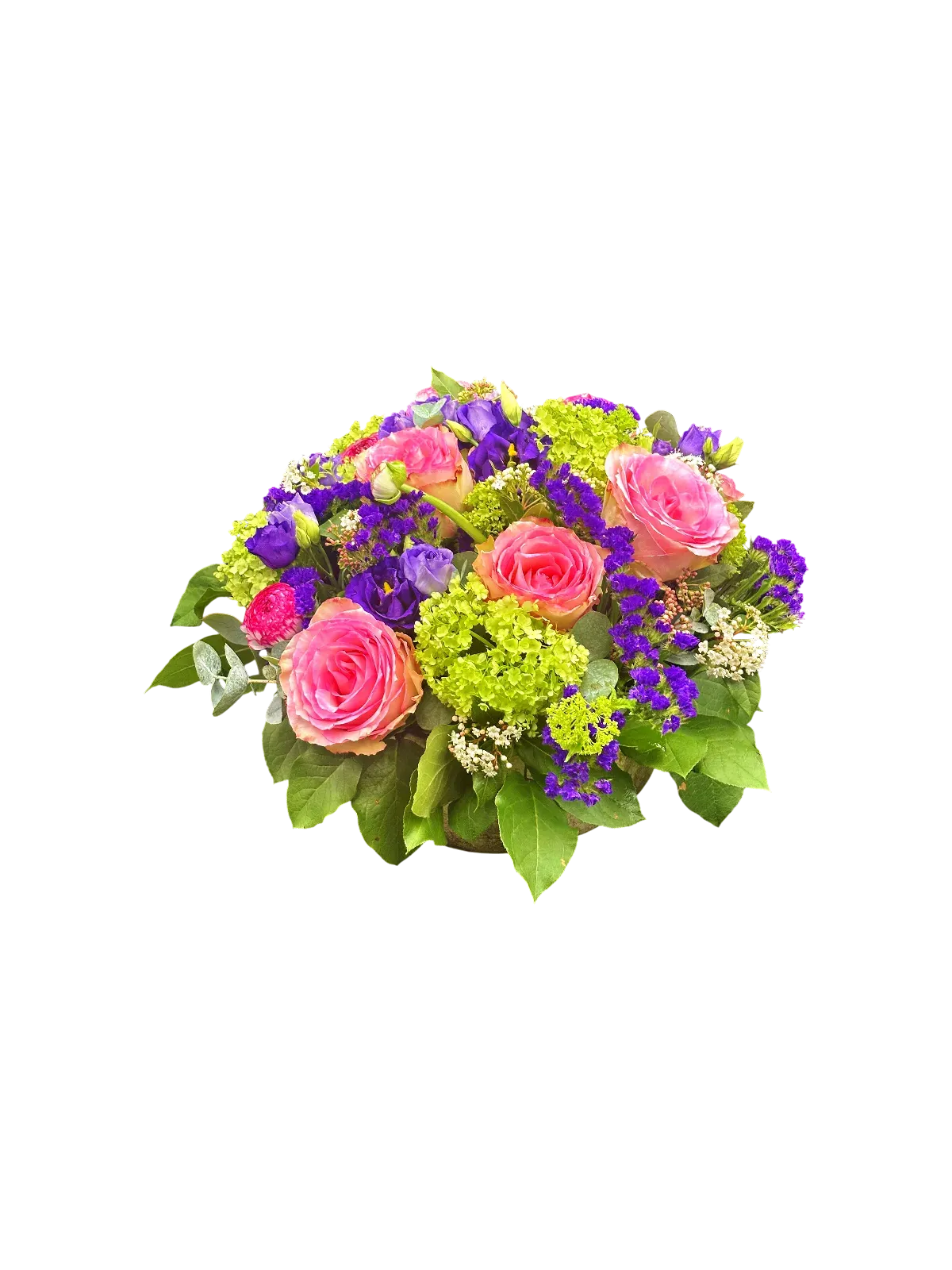 JTNE-50.webp bouquet Genève : roses, lisianthus, hortensia et limonium, composition printanière colorée et élégante