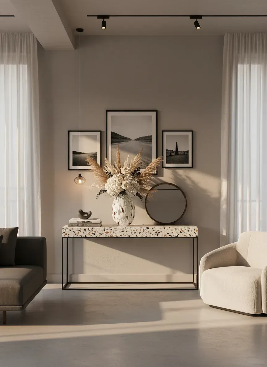 RA-105.webp vase galets nocturnes Genève en verre moucheté blanc et brun, silhouette ovoïde, texture nacrée