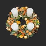 ombre d'agrumes geneve - couronne de l'Avent en sapin, orange séchée, cannelle et quatre bougies ivoire