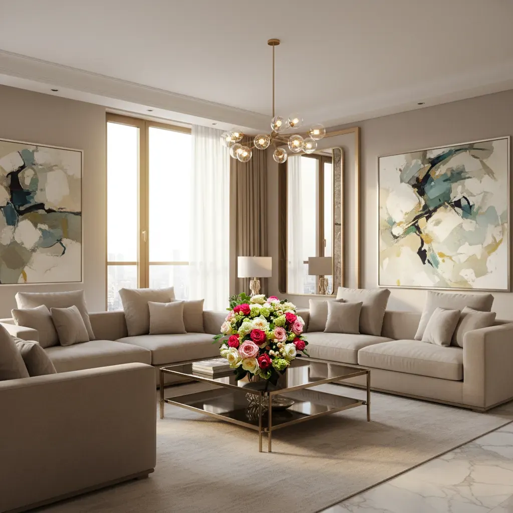 cVY2TSUzRA.webp bouquet roses Genève : roses rouges, roses et blanches avec feuillage vert, composition élégante et romantique