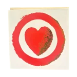 Notre carte vœux Saint-Valentin Genève Orée du Cœur, carrée sur fond ivoire avec cœur rouge et détails dorés.